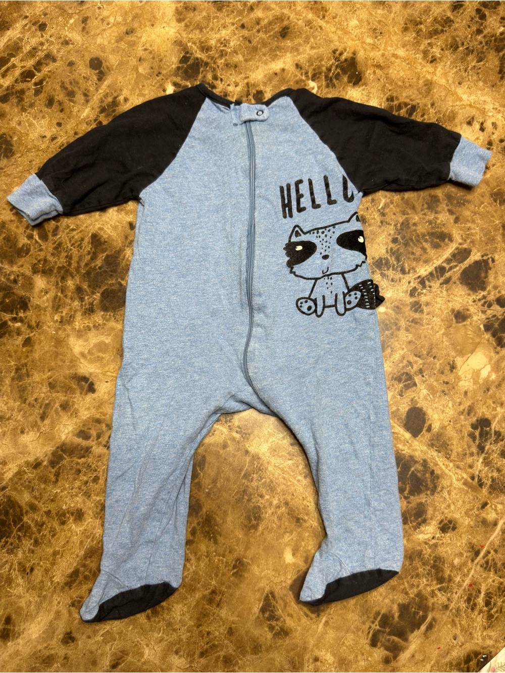 Gerber Blue and Black Raccoon Footed One-Piece
